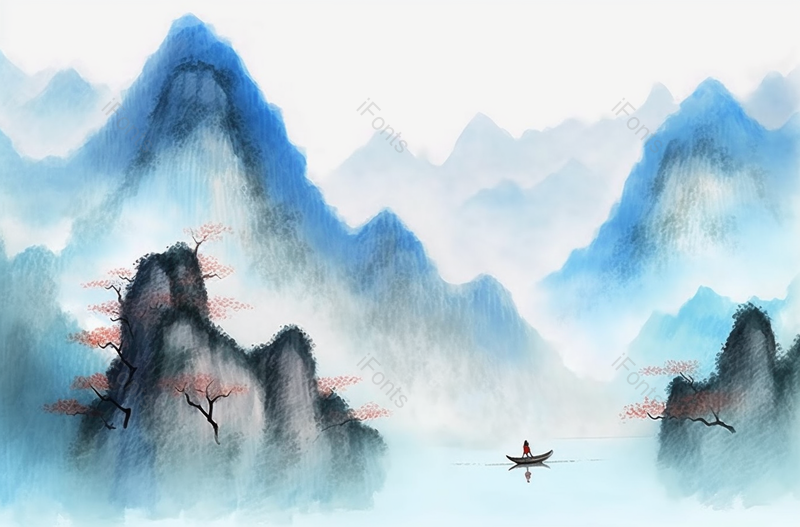 蓝色简约水墨画纹理笔画,插画/手绘图,插画/手绘图库,插画/手绘图下载,插画/手绘